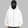 thumbnail image 5 of Towmus Balaclava Hoodie Zipper, Y2K Double Layer Hooded Pullover, Built-In Eye Mask, Ultimate Heavyweight Hoodies Sweatshirts, Unisex, White, M, 5 of 5