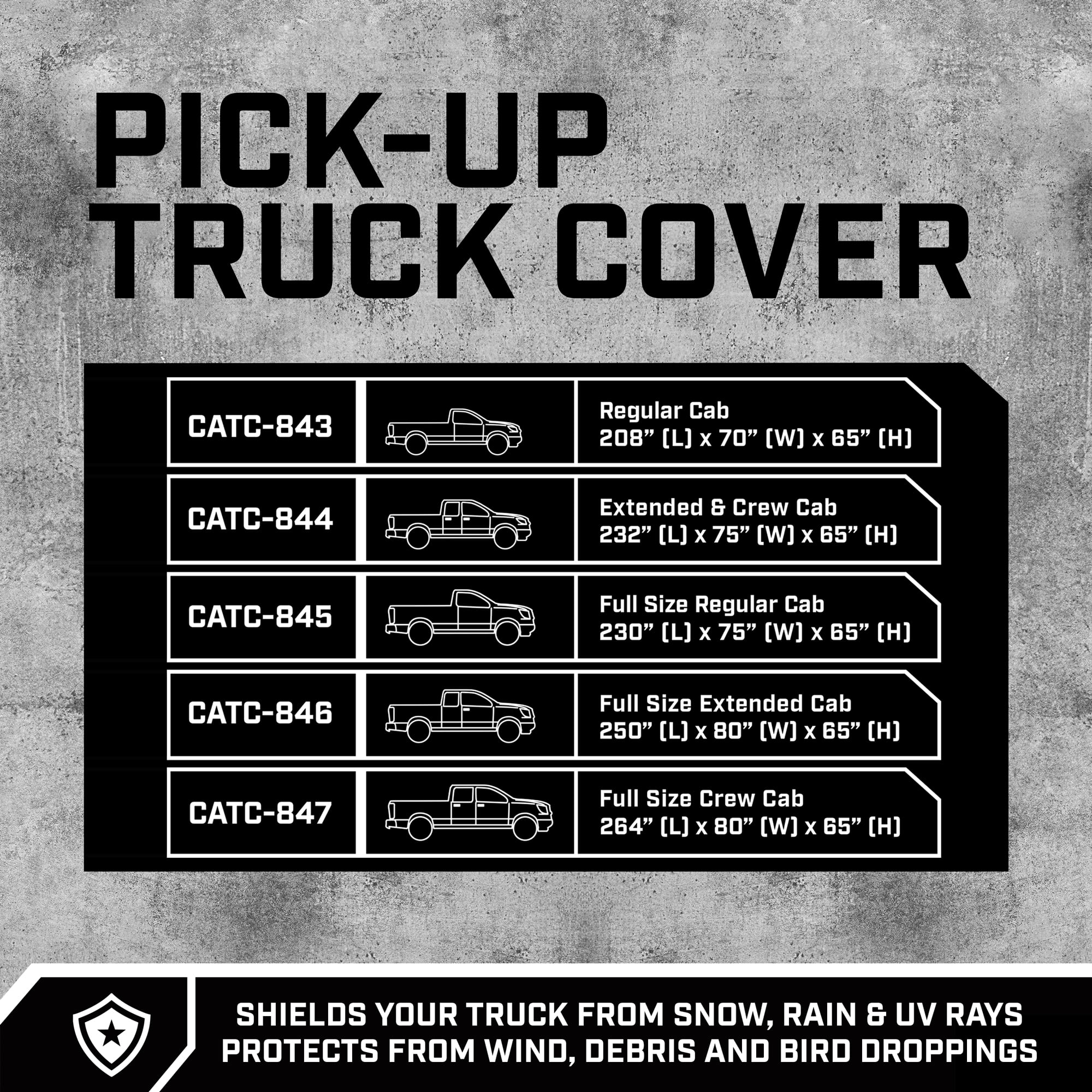Caterpillar Workforce Pickup Truck Cover - All Weather 6-Layer Tough Protection for Regular Cab