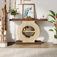 thumbnail image 4 of Tribesigns Entryway Table with Storage, Wood Console Table for Living Room Entryway, 39.3-Inch Sofa Table Small Accent Hallway Table with Shelves and Circle Base, 4 of 8