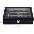 thumbnail image 4 of ZHAOCHENG 8 compartimentos de almacenamiento separados, para gafas de sol, organizador de relojes, con tapa de cristal, negro, 4 of 5
