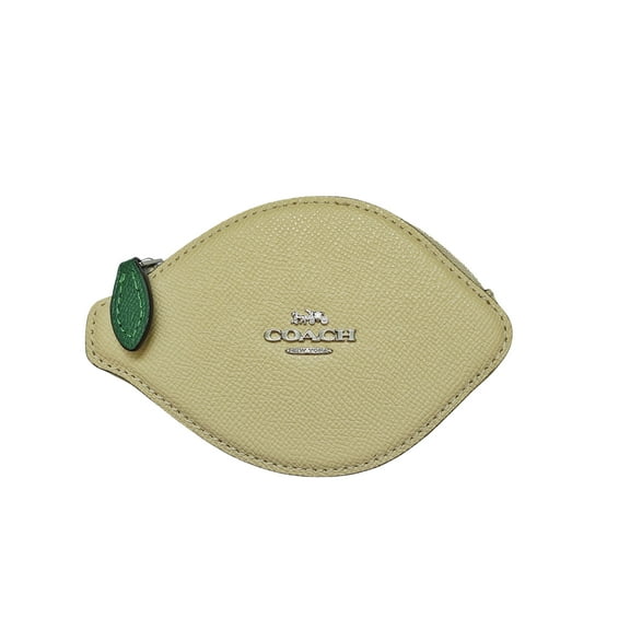 Coach Women's Crossgrain Leather Lemon Small Zip Pouch Coin Case (Moonlight)