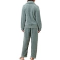 thumbnail image 3 of INSPIRE CHIC Women's Fluffy Fleece Pajama Set Soft Warm Button Down Long Sleeve Sleepwear with Pockets XL Gray Blue, 3 of 6