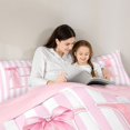 thumbnail image 4 of Manfei Pink Personalized Initial H Twin Comforter Sets,Abstract Geometric Stripes Bedding Set,Pink Reversible,2pcs,1 Comforter and 1 Pillowcase, 4 of 7