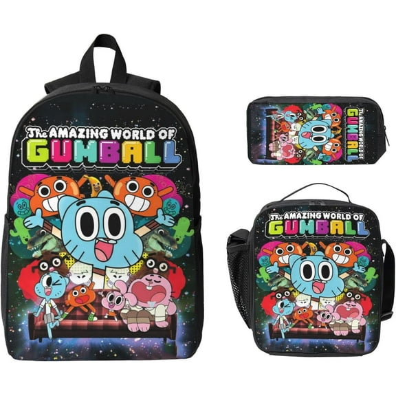 The Amazing World Of Gumball Backpack Set With Lunch Box Pencil Case Bookbag Daypacks Gifts Fashion Laptop Backpack