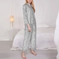 thumbnail image 3 of Honeii Silver Mosaic print Women's Pajama Sets Long Sleeve Button Down Sleepwear Nightwear Soft Pjs Lounge Sets-Medium, 3 of 7