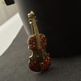 thumbnail image 2 of Mujeres Marrón Vintage Violín Cristal Otoño Accesorios De Ropa Broche Pin Sunnimix Broche, 2 of 7