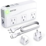 BESTEK 220V to 110V Step Down Voltage Converter 250W, Universal Travel Adapter with 4 USB-C & USB Ports and 3 AC Outlets, UK/AU/EU/US Worldwide Plug for Laptop, Phone, Shaver