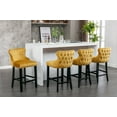 thumbnail image 2 of Velvet Bar Stools Set of 4, Upholstered Wing-Back Barstools with Button Tufted Decoration, Wooden Legs and Chrome Nailhead Trim, Counter Height Bar Chairs, for Home Kitchen Island, Gold, 2 of 9