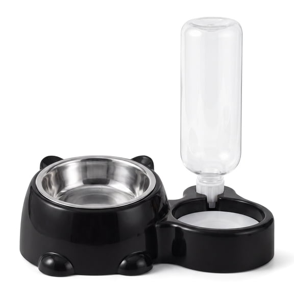 Dog & Cat Bowl Non-Skid Pet Food Water Bowl Plastic No Spill Black Cat Dish Pet Feeder for Small Dog
