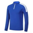 thumbnail image 2 of Stamzod Men Workout Shirt Solid Color Stand Collar Fitness Running Gym Shirts Men Casual Long Sleeve Oversized Shirt Blue-1 S, 2 of 7