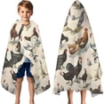 thumbnail image 3 of Beige Chicken Breed Pattern Hooded Bath Towel，60"x35" for Ages 3 To 12 Kids, Quick Dry Lightweight Soft Microfiber Hood Beach Towel Cover Up for Kids, 3 of 7