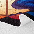 thumbnail image 5 of Feelyou Blue Glass Dragon Quilt King for Boys Girls, Church Art Wildlife King Coverlet Set, Blue Orange, 3 Pieces, 5 of 7