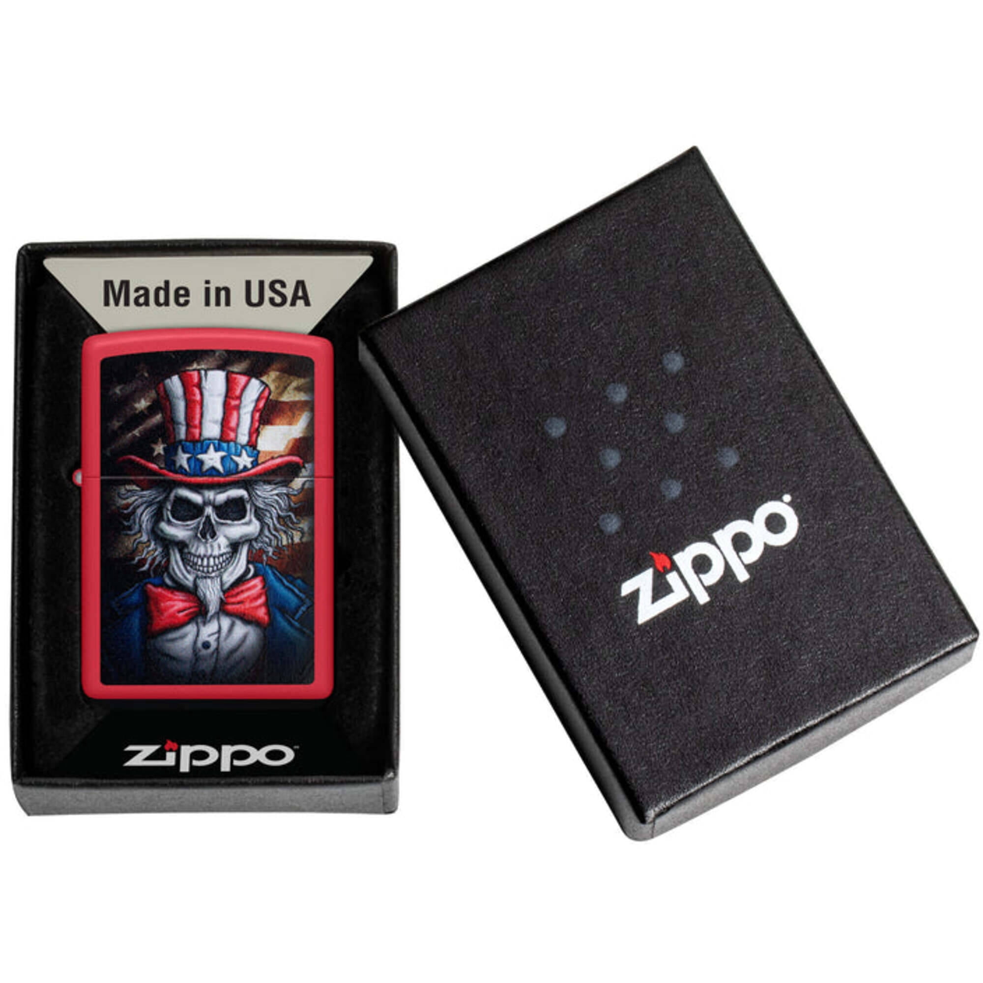 Zippo 46696 Uncle Skeleton Design Red Windproof Pocket Lighter