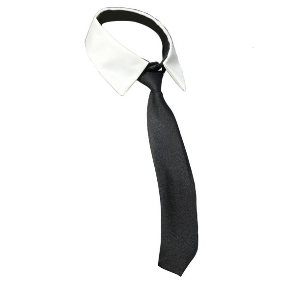 Classical Blouse Choker Removable Faux Collar with Black Neck Tie Uniform Collar