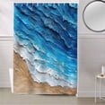 thumbnail image 5 of Fabric Shower Curtain Ombre Blue Beach Wave Oil Painting Style Shower Curtains with 12 Hooks Waterproof Machine Washable Bath Curtains for Bathroom, 54 x 78in, 5 of 6