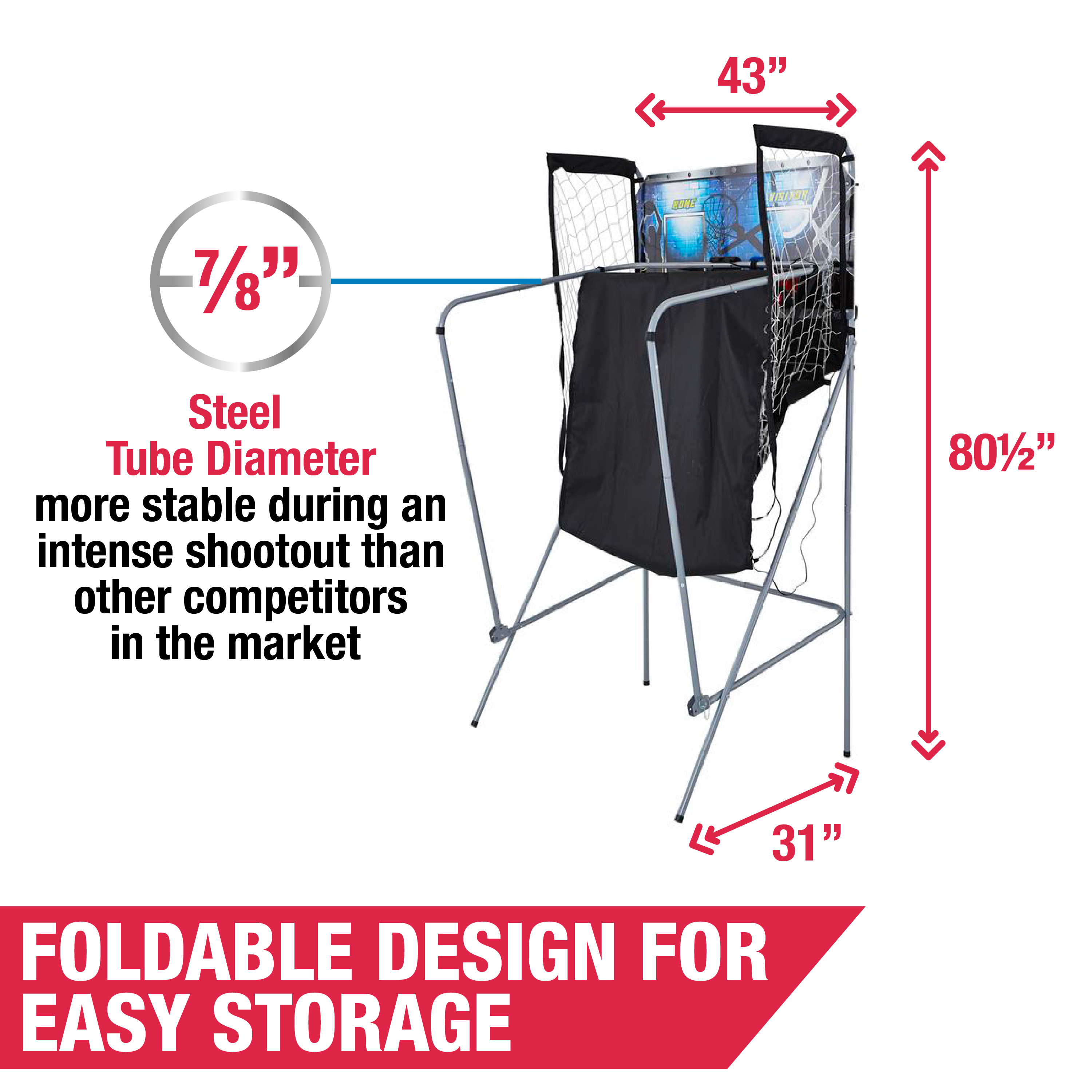 MD Sports Best Shot 2-Player 81 inch Foldable Arcade Basketball Game - image 4 of 10