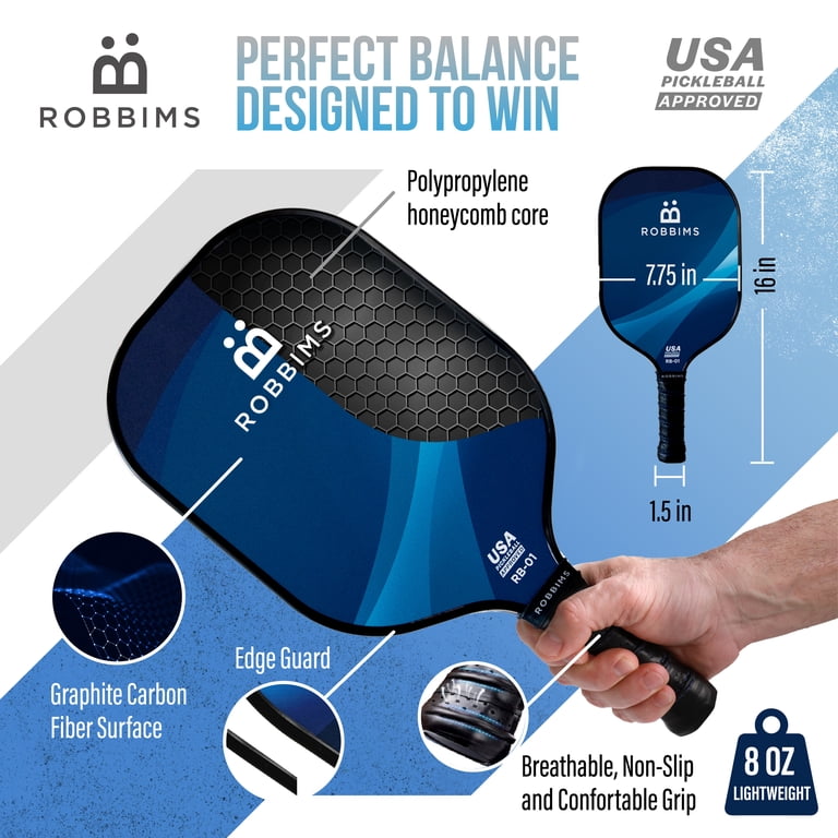 ROBBIMS Portable Pickleball Set with Net | 4 USAPA Approved