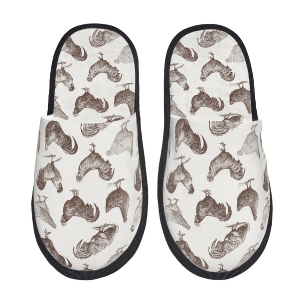 Fotbe Chickens Pantuflas Peludas para Mujer con Estampado, Zapatillas de Peluche, Zapatos de Invierno para Casa, Uso Interior y Exterior-Large