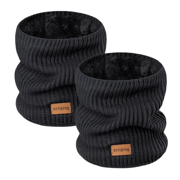 BUTKLNYTS 2-Pack Knitted Neck Warmer ,Knitting Fleece Scarf Gaiter Mask ski, Fleece Lined Winter Scarves for Men & Women