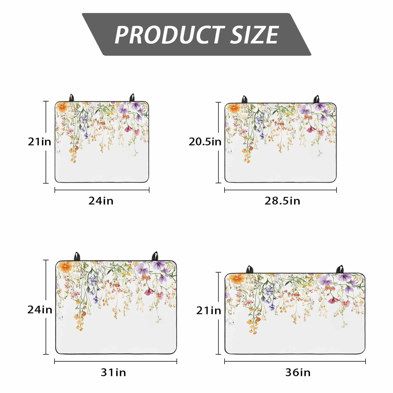 Spring Floral Stove Top Cover for Electric Stove, Heat-proof & Non Slip Glass Top Stove Cover Protector, Watercolor Leaves Wildflower Pastoral Kitchen Flat Cooktop Rubber Mat 24x21 Inches