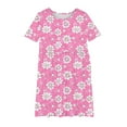 thumbnail image 4 of RXIRUCGD 2025 Summer Clothes for Kids Girl's Flower Print Short Sleeve Stretchy Dress Summer Sleeve Round Neck Dress Dance Skirt for Kids, 4 of 4