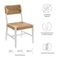 thumbnail image 3 of Side Dining Chair, White Natural, Wood, Modern Contemporary Farmhouse Coastal, Kitchen Room Cafe Bistro Restaurant Hospitality, 3 of 7