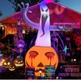 thumbnail image 5 of Halloween Inflatables Ghost Outdoor Decorations Blow Up Yard Cute Wizard Ghost with Pumpkin with Built-in LEDs for Garde, 5 of 5