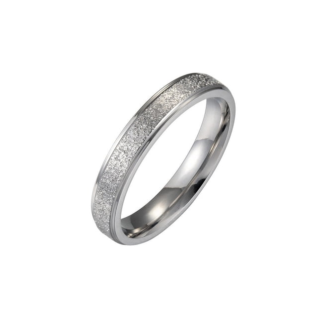 Stainless Steel Ring Personalized Sparkling Rings Jewelry Personalized Decoration Simple Design Gift Dressing Up Accessory for Wedding Party Daily Working Silver 4MM