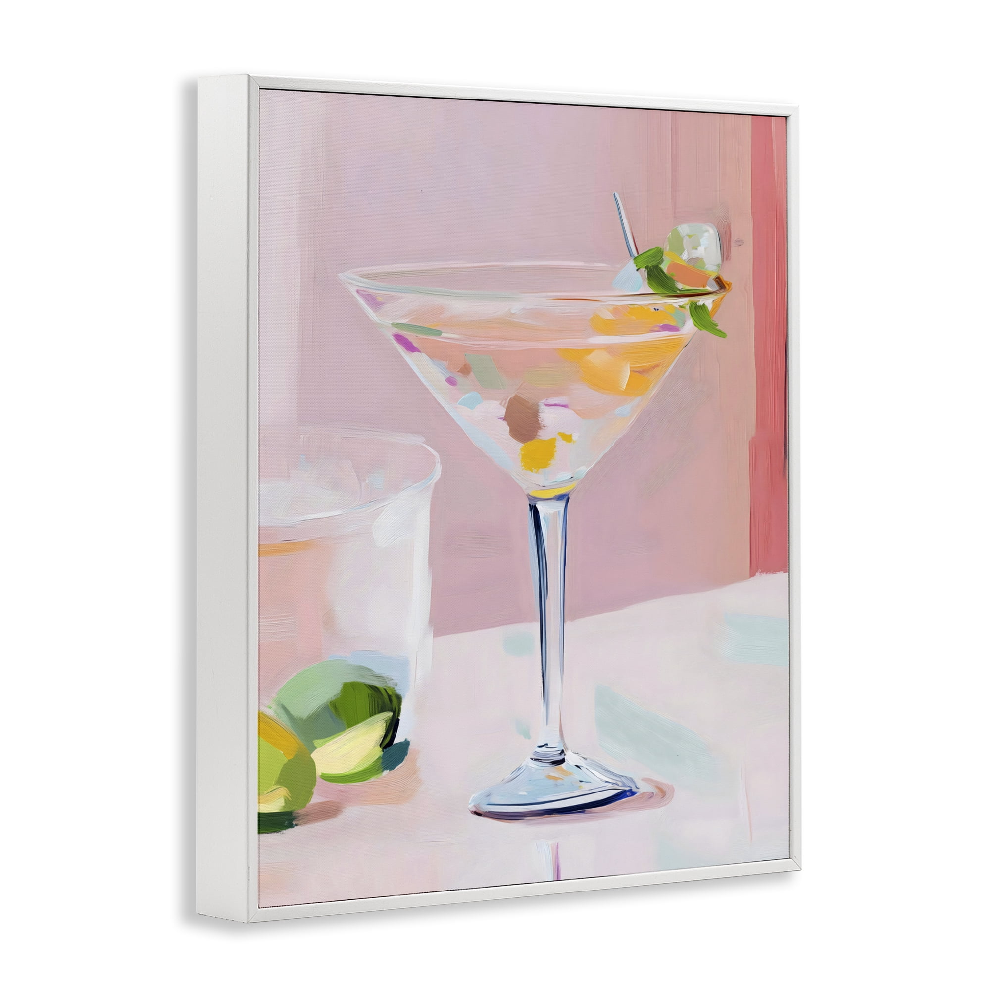 Stupell Industries Pink Martini Bar with Lime White Framed Giclee Art, design by The Prints Vibe