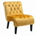 thumbnail image 4 of Modern Velvet Armless Accent Living Room Chair / Leisure Chair,Upholstered Fabric Button Comfortable Chair with Wooden Legs for Bedroom, Living Room, Office (Mustard Velvet), 4 of 5
