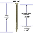 thumbnail image 2 of Tornillos Jake Sales Reamer Tek Torx/Star Head de madera a metal, 14 x 4 pulgadas, 2 of 5