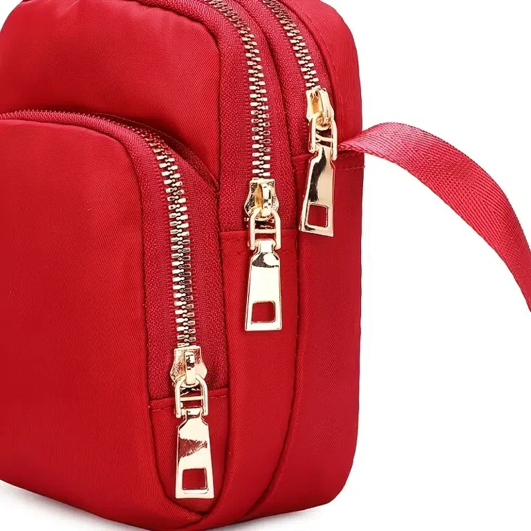 Mini Durable Solid Color Crossbody Bag (unisex) With Zipper