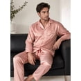 thumbnail image 2 of Up2date Fashion Pajamas Set Mens Silk Satin Long Sleeve Loungewear Two-Piece Sleepwear Button-Down Pj with Full Pants, 2 of 4