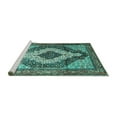 thumbnail image 2 of Ahgly Company Machine Washable Indoor Rectangle Medallion Turquoise Blue Traditional Area Rugs, 3' x 5', 2 of 4