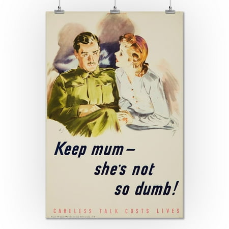 Keep Mum - She’s Not So Dumb! Vintage Poster c. 1942 (24x36 Giclee
