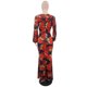 thumbnail image 4 of Vestido largo africano para mujer, traje Sexy de cintura alta con cuello de pico, abertura, estampado de flores, ropa de calle elegante para fiesta, 4 of 5