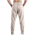 thumbnail image 3 of Inleife Mens Pants Men's Fashion Drawstring Elastic Waist Solid Color Casual Sweat Length Pants Beige XXXL, 3 of 5