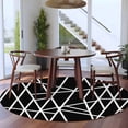 thumbnail image 3 of Black Geometric Round Area Rug 5Ft Washable Circle Rugs for Living Room Bedroom, Abstract Stripes Modern Simple Non-Slip Carpet Floor Mats Indoor Outdoor Carpet Runner Aesthetic Home Decor, 3 of 8