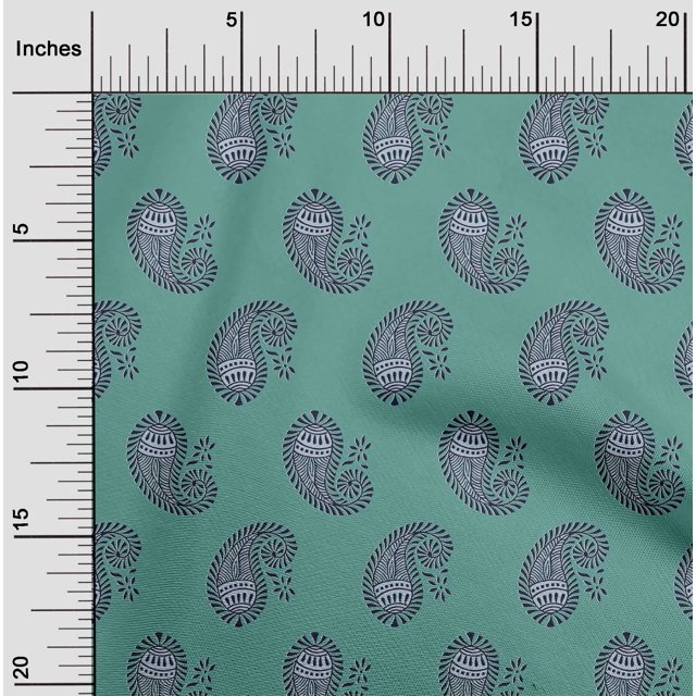 oneOone Polyester Lycra Fabric Paisley Block Print Sewing Fabric BTY 56 Inch Wide