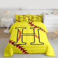 thumbnail image 2 of Homewish Boys Sport Baseball Full Size Comforter Sets, Yellow Initial H Letter Bedding Comforter Set, Chic Stripes Abstract Reversible Bedding Sets, Ultra Soft Bedroom Decor, 3pcs, 2 of 8