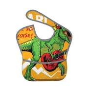 Bingfone Mess-Proof Baby Bib - Waterproof Bib For Baby Boy Or Girl With Food Catcher Pocket, Unisex-Cool Dinosaur Playing Guitar