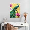 thumbnail image 2 of Elephant Stock Peacock Wall Art - Vertical Canvas Wall Art - Living Room Wall Decor - Animal Canvas - Yellow And Blue Decor By Adriana Cristea - 16" x 24", 2 of 8