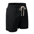 thumbnail image 4 of ibiyuan Workout Shorts Men Men Shorts Chinos Short Dress Shorts Y2k Stretch Elastic Waist Sweatshorts Mens Drawstring Straight-Leg Golf Shorts Men Summer Beach Shorts with Pockets, 4 of 5