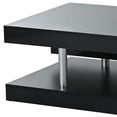 thumbnail image 4 of 2-Tier Coffee Table, Modern Rectangle Cocktail Table with Silver Metal Legs and High-gloss Surface, Freestanding Side End Table for Living Room, Office, 4 of 10