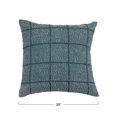 thumbnail image 2 of Creative Co-Op Creative Co-Op Woven Cotton Pillow with Embroidered Grid Pattern, Blue, 2 of 8