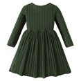 thumbnail image 4 of Odeerbi Kids Girls Long Sleeve Rib Knit Dress Kids Fashion Cute Solid Color Comfortable A-Line Dress Kids Girls Clothes, 4 of 9