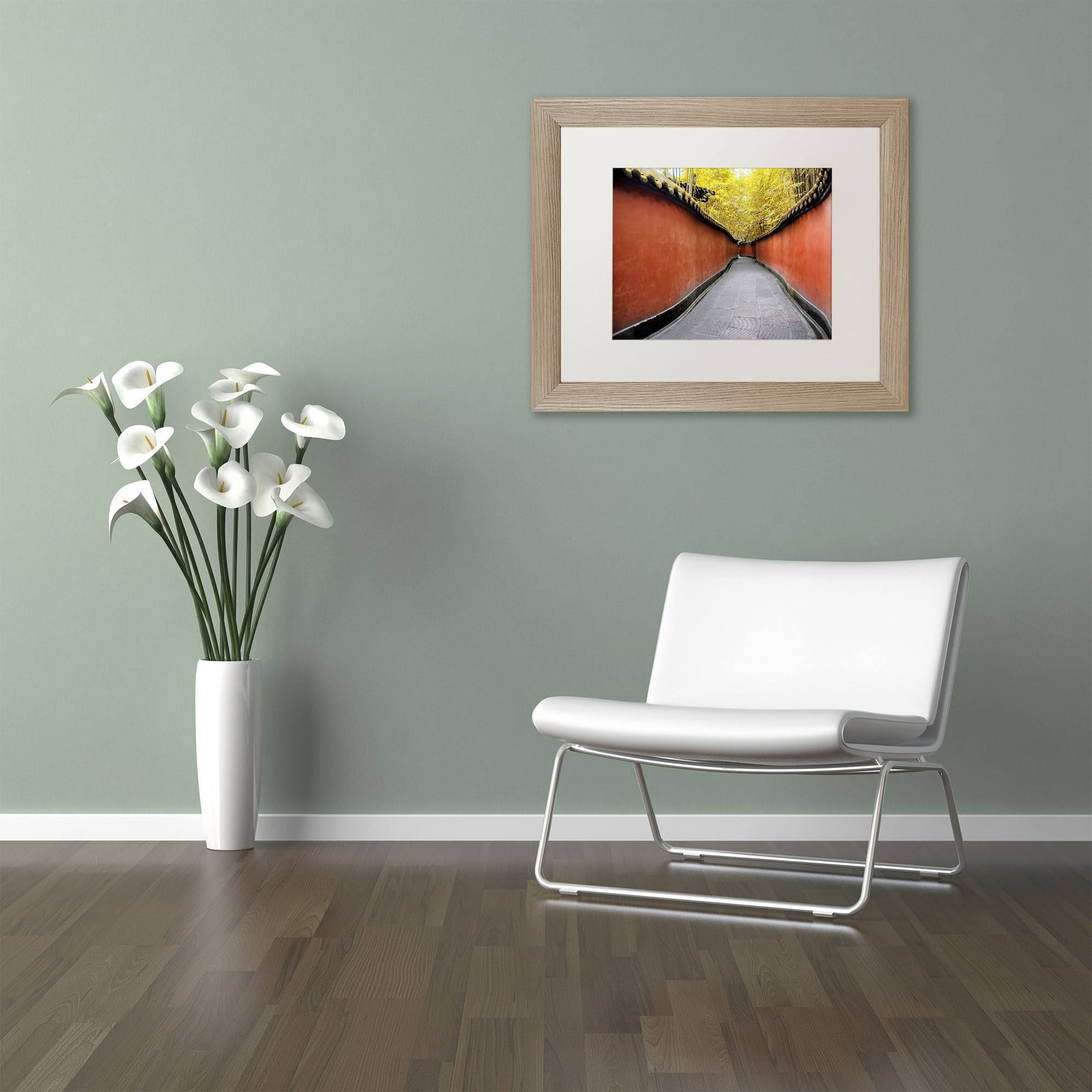 Trademark Fine Art "Alley Bamboo" Canvas Art by Philippe Hugonnard, White Matte, Birch Frame