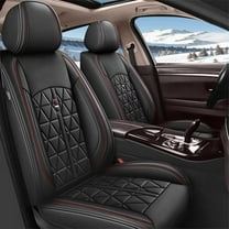DIKSOAKR Fit Hyundai Genesis 2009-2016 Black Car Seat Covers Full Set 5 Seats Faux Leather Cushion Protector
