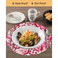 thumbnail image 3 of 15 Inch Round Placemats Set of 6, Valentine's Day Non Slip Heat Insulation PP Table Mats, Pink Romantic Love Checkered Buffalo Washable Place Mats for Kitchen Dining Party Table Decor, 3 of 7