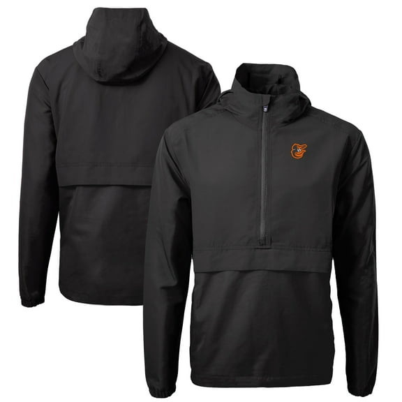 Men's Cutter & Buck Black Baltimore Orioles Charter Eco Recycled Half-Zip Anorak Jacket